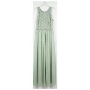 Adrianna Papell Mint Green Beaded Chiffon Gown Dress Size 14